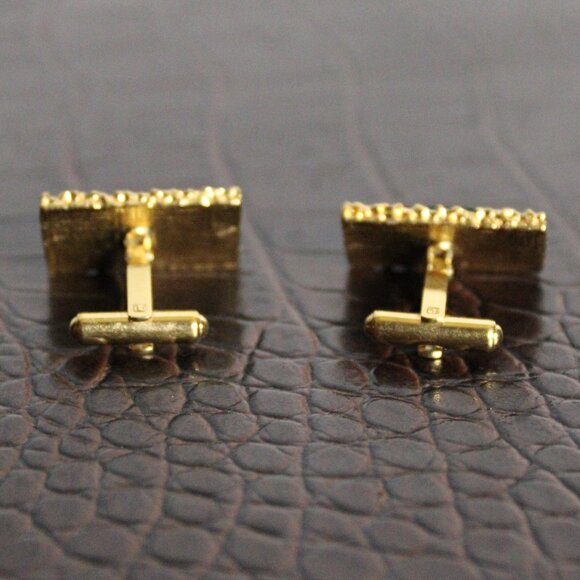 Senator Bloodstone Gold Tone Cuff Link and Tie Tack Set , Vintage - Picture 4 of 12